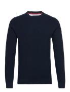 Structured Cotton Crew Tops Knitwear Round Necks Navy Sebago