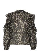 2Nd Beatrix - Structural Opacity Tops Blouses Long-sleeved Multi/patte...