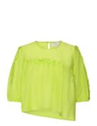 Theagz Cropped Blouse Tops Blouses Short-sleeved Green Gestuz
