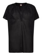 C_Beffania Tops Blouses Short-sleeved Black BOSS