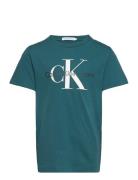 Ck Monogram Ss T-Shirt Tops T-Kortærmet Skjorte Green Calvin Klein