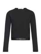 Rib Tape Ls Top Tops T-shirts Long-sleeved T-Skjorte Black Calvin Klei...