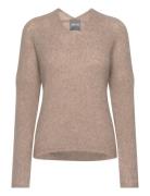 Mmthora V-Neck Knit Tops Knitwear Jumpers Brown MOS MOSH