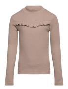 T-Shirt Rib Ls Rosetta Tops T-shirts Long-sleeved T-Skjorte Beige Whea...