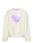 Sequin Artwork Sweatshirt Tops Sweatshirts & Hoodies Sweatshirts Cream...