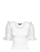Rosana Cotton Mix Organza Top Tops T-shirts & Tops Short-sleeved White...