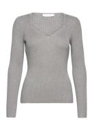 Knit With Heart Shape Neck Tops Knitwear Jumpers Grey Coster Copenhage...