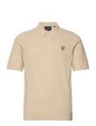 Textured Knitted Polo Tops Polos Short-sleeved Cream Lyle & Scott