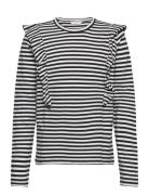 Striped Long Sleeves T-Shirt Tops T-shirts Long-sleeved T-Skjorte Blac...