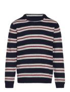 Striped Knit Sweater Tops Knitwear Pullovers Navy Mango