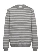 Striped Knit Sweater Tops Knitwear Pullovers Grey Mango