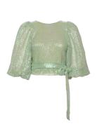 Sequins Blouse Tops Blouses Short-sleeved Green By Ti Mo