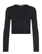 Milano Cut Out Long Sleeve Tops T-shirts & Tops Long-sleeved Black Cal...