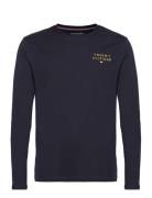 Ls Tee Logo Gold Tops T-Langærmet Skjorte Navy Tommy Hilfiger