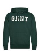 Gant Logo Sweat Hoodie Tops Sweatshirts & Hoodies Hoodies Khaki Green ...
