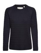 Cable Knit C-Neck Tops Knitwear Jumpers Navy GANT