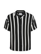 Jjjeff Resort Stripe Shirt Ss Relaxed Tops Shirts Short-sleeved Black ...