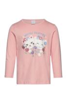 Top Ls Cat Front Print Tops T-shirts Long-sleeved T-Skjorte Pink Linde...