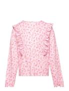 Top Long Sleeve Flounce Tops T-shirts Long-sleeved T-Skjorte Pink Lind...