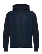 Mix Media Hooded Zip Thru Tops Sweatshirts & Hoodies Hoodies Navy Tomm...