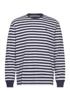 Classic Fit Striped Soft Cotton T-Shirt Tops T-Langærmet Skjorte Navy ...