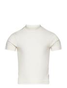 Cropped Mock Neck Rib T-Shirt Tops T-Kortærmet Skjorte White Tom Tailo...
