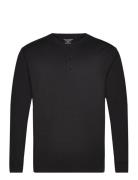 Lounge Henley Cotton Bamboo Tops T-Langærmet Skjorte Black Panos Empor...