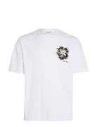 Embroidered Night Flower T-Shirt Tops T-Kortærmet Skjorte White Calvin...