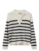 Mmrora Stripe Knit Tops Knitwear Jumpers White MOS MOSH