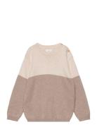 Contrasting Knit Sweater Tops Sweatshirts & Hoodies Sweatshirts Beige ...