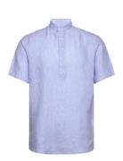 Bs Hobart Casual Modern Fit Shirt Tops Shirts Short-sleeved Blue Bruun...