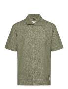 Float Jacquard Shirt S/S Tops Shirts Short-sleeved Green Fat Moose