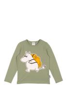 Moomintroll Shirt Tops T-shirts Long-sleeved T-Skjorte Green Martinex