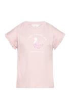 Printed Cotton-Blend T-Shirt Tops T-Kortærmet Skjorte Pink Mango