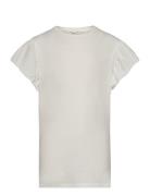 Short-Sleeved Ruffle T-Shirt Tops T-Kortærmet Skjorte White Mango