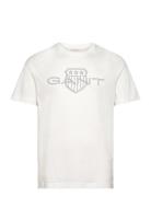 Logo Ss T-Shirt Tops T-Kortærmet Skjorte White GANT