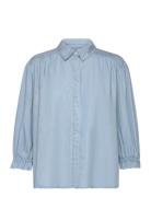 Onlcamden 3/4 Sl Dot Dnm Shirt Qyt Tops Shirts Long-sleeved Blue ONLY