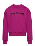 Juicy Flocked Balloon Crew Tops Sweatshirts & Hoodies Sweatshirts Purp...