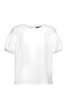Crepe Light Puff Sleeve Top Tops T-shirts & Tops Short-sleeved White F...