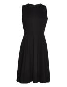 Ponte Fit-And-Flare Dress Knælang Kjole Black Lauren Ralph Lauren