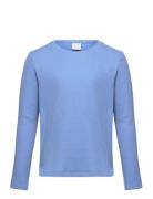 Top L S Basic Rib Tops T-shirts Long-sleeved T-Skjorte Blue Lindex