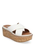 Eloise Leather/Cork Wedge Cross Slides Shoes Summer Shoes Platform San...
