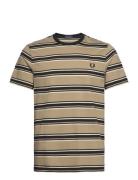 Stripe T-Shirt Tops T-Kortærmet Skjorte Beige Fred Perry