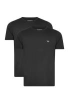 Men's Knit 2Pack T-Shirt Tops T-Kortærmet Skjorte Black Emporio Armani