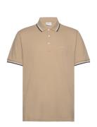 Polo Shirt With Contrast Piping Tops Polos Short-sleeved Beige Lindber...