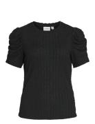 Vianine S/S Puff Sleeve Top Tops T-shirts & Tops Short-sleeved Black V...