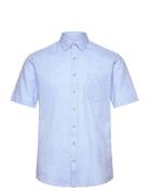 Cotton/Linen Shirt S/S Tops Shirts Short-sleeved Blue Lindbergh