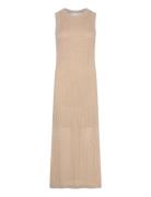 Slfhennah Sl Knit Dress Knælang Kjole Gold Selected Femme