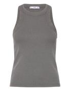 Top Lavado Canalé Algodón Tops T-shirts & Tops Sleeveless Grey Mango