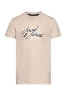 Jjzuri Tee Ss Crew Neck Jnr Tops T-Kortærmet Skjorte Beige Jack & J S